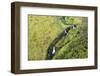 Aerial photo over  waterfalls, Hilo Watershed Forest Reserve, Big Island, Hawaii-Mark A Johnson-Framed Photographic Print