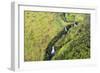 Aerial photo over  waterfalls, Hilo Watershed Forest Reserve, Big Island, Hawaii-Mark A Johnson-Framed Photographic Print