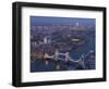 Aerial Photo Showing Tower Bridge, River Thames and Canary Wharf at Dusk, London, England-Charles Bowman-Framed Photographic Print