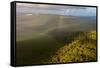 Aerial photograph of a rainbow & giant sand dunes, Great Sandy National Park, Australia-Mark A Johnson-Framed Stretched Canvas