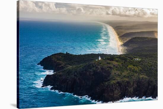 Aerial photograph of Double Island Point Lighthouse, Great Sandy National Park, Australia-Mark A Johnson-Stretched Canvas