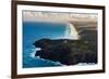 Aerial photograph of Double Island Point Lighthouse, Great Sandy National Park, Australia-Mark A Johnson-Framed Photographic Print