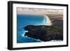 Aerial photograph of Double Island Point Lighthouse, Great Sandy National Park, Australia-Mark A Johnson-Framed Photographic Print