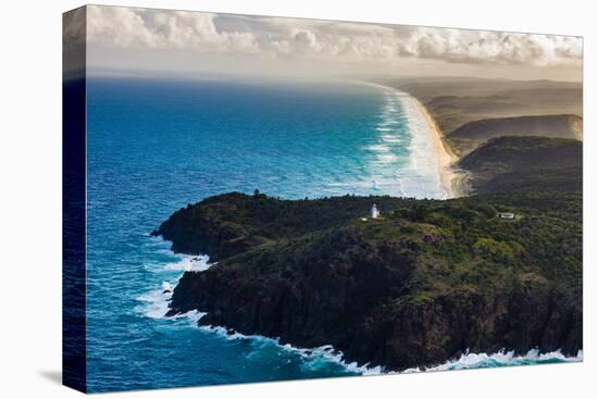 Aerial photograph of Double Island Point Lighthouse, Great Sandy National Park, Australia-Mark A Johnson-Stretched Canvas