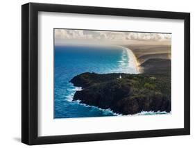 Aerial photograph of Double Island Point Lighthouse, Great Sandy National Park, Australia-Mark A Johnson-Framed Premium Photographic Print