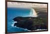 Aerial photograph of Double Island Point Lighthouse, Great Sandy National Park, Australia-Mark A Johnson-Framed Photographic Print