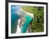 Aerial photograph of Ke'e Beach, Na Pali Coast, Kauai, Hawaii, USA-Mark A Johnson-Framed Photographic Print