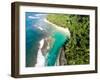 Aerial photograph of Ke'e Beach, Na Pali Coast, Kauai, Hawaii, USA-Mark A Johnson-Framed Photographic Print