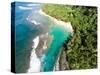 Aerial photograph of Ke'e Beach, Na Pali Coast, Kauai, Hawaii, USA-Mark A Johnson-Stretched Canvas