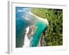 Aerial photograph of Ke'e Beach, Na Pali Coast, Kauai, Hawaii, USA-Mark A Johnson-Framed Photographic Print