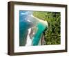 Aerial photograph of Ke'e Beach, Na Pali Coast, Kauai, Hawaii, USA-Mark A Johnson-Framed Photographic Print