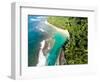 Aerial photograph of Ke'e Beach, Na Pali Coast, Kauai, Hawaii, USA-Mark A Johnson-Framed Photographic Print