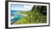 Aerial photograph of Ke'e Beach, Na Pali Coast, Kauai, Hawaii, USA-Mark A Johnson-Framed Premium Photographic Print