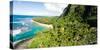 Aerial photograph of Ke'e Beach, Na Pali Coast, Kauai, Hawaii, USA-Mark A Johnson-Stretched Canvas