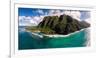 Aerial photograph of Ke'e Beach, Na Pali Coast, Kauai, Hawaii, USA-Mark A Johnson-Framed Photographic Print