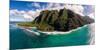 Aerial photograph of Ke'e Beach, Na Pali Coast, Kauai, Hawaii, USA-Mark A Johnson-Mounted Photographic Print
