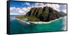 Aerial photograph of Ke'e Beach, Na Pali Coast, Kauai, Hawaii, USA-Mark A Johnson-Framed Stretched Canvas