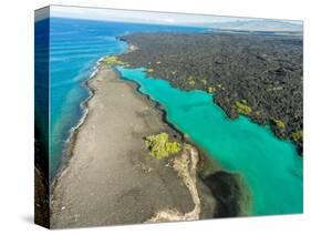 Aerial photograph of Kiholo Bay, Big Island (Hawaii Island), Hawaii-Mark A Johnson-Stretched Canvas