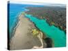 Aerial photograph of Kiholo Bay, Big Island (Hawaii Island), Hawaii-Mark A Johnson-Stretched Canvas