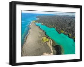Aerial photograph of Kiholo Bay, Big Island (Hawaii Island), Hawaii-Mark A Johnson-Framed Photographic Print