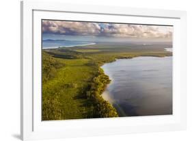 Aerial photograph of Lake Cootharaba, Great Sandy National Park, Australia-Mark A Johnson-Framed Photographic Print