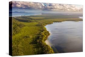 Aerial photograph of Lake Cootharaba, Great Sandy National Park, Australia-Mark A Johnson-Stretched Canvas