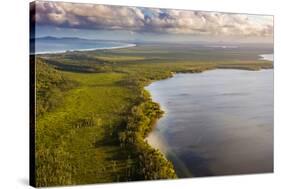 Aerial photograph of Lake Cootharaba, Great Sandy National Park, Australia-Mark A Johnson-Stretched Canvas