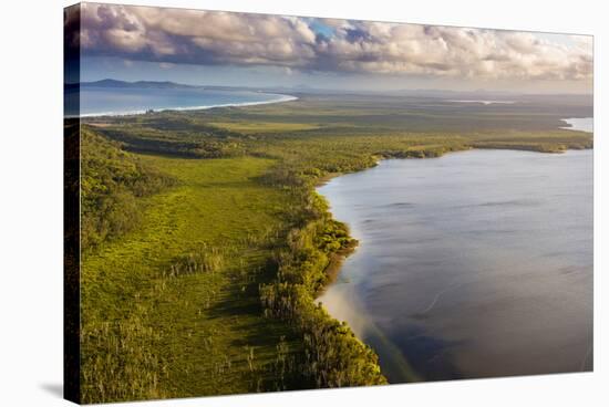 Aerial photograph of Lake Cootharaba, Great Sandy National Park, Australia-Mark A Johnson-Stretched Canvas