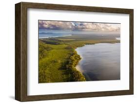 Aerial photograph of Lake Cootharaba, Great Sandy National Park, Australia-Mark A Johnson-Framed Photographic Print