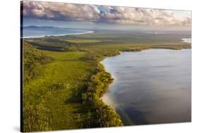 Aerial photograph of Lake Cootharaba, Great Sandy National Park, Australia-Mark A Johnson-Stretched Canvas