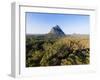 Aerial photograph of Mt Beerwah & Mt Coonowrin, Glasshouse Mountains, Australia-Mark A Johnson-Framed Photographic Print