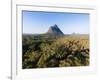 Aerial photograph of Mt Beerwah & Mt Coonowrin, Glasshouse Mountains, Australia-Mark A Johnson-Framed Photographic Print