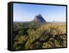 Aerial photograph of Mt Beerwah & Mt Coonowrin, Glasshouse Mountains, Australia-Mark A Johnson-Framed Stretched Canvas