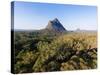 Aerial photograph of Mt Beerwah & Mt Coonowrin, Glasshouse Mountains, Australia-Mark A Johnson-Stretched Canvas