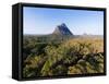 Aerial photograph of Mt Beerwah & Mt Coonowrin, Glasshouse Mountains, Australia-Mark A Johnson-Framed Stretched Canvas