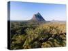 Aerial photograph of Mt Beerwah & Mt Coonowrin, Glasshouse Mountains, Australia-Mark A Johnson-Stretched Canvas