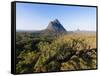 Aerial photograph of Mt Beerwah & Mt Coonowrin, Glasshouse Mountains, Australia-Mark A Johnson-Framed Stretched Canvas