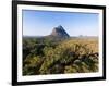 Aerial photograph of Mt Beerwah & Mt Coonowrin, Glasshouse Mountains, Australia-Mark A Johnson-Framed Photographic Print