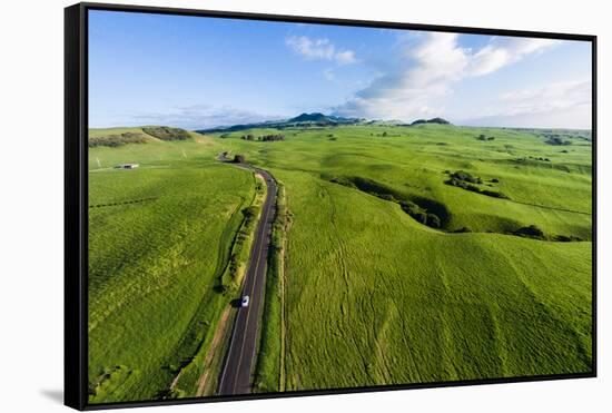 Aerial photograph of pasture land near Waimea, Big Island, Hawaii-Mark A Johnson-Framed Stretched Canvas