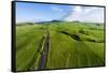 Aerial photograph of pasture land near Waimea, Big Island, Hawaii-Mark A Johnson-Framed Stretched Canvas