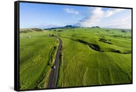 Aerial photograph of pasture land near Waimea, Big Island, Hawaii-Mark A Johnson-Framed Stretched Canvas