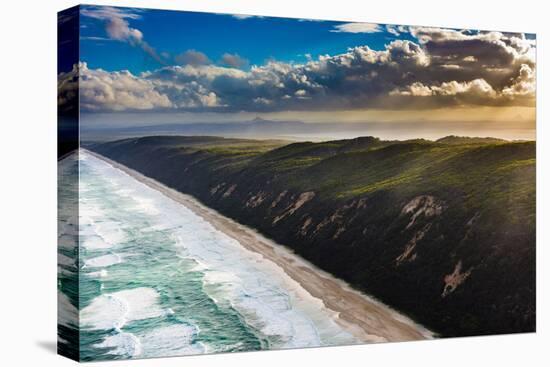 Aerial photograph of the beach & shoreline of Noosa North Shore, Great Sandy National Park-Mark A Johnson-Stretched Canvas