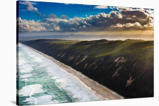 Aerial photograph of the beach & shoreline of Noosa North Shore, Great Sandy National Park-Mark A Johnson-Stretched Canvas