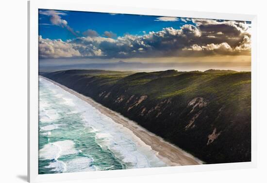 Aerial photograph of the beach & shoreline of Noosa North Shore, Great Sandy National Park-Mark A Johnson-Framed Photographic Print