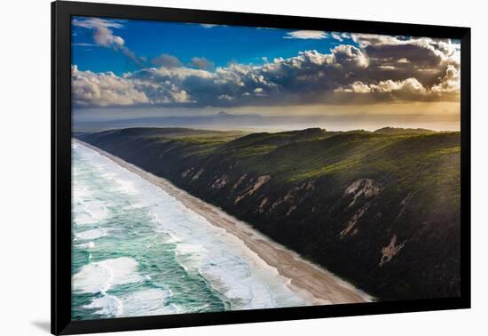 Aerial photograph of the beach & shoreline of Noosa North Shore, Great Sandy National Park-Mark A Johnson-Framed Photographic Print