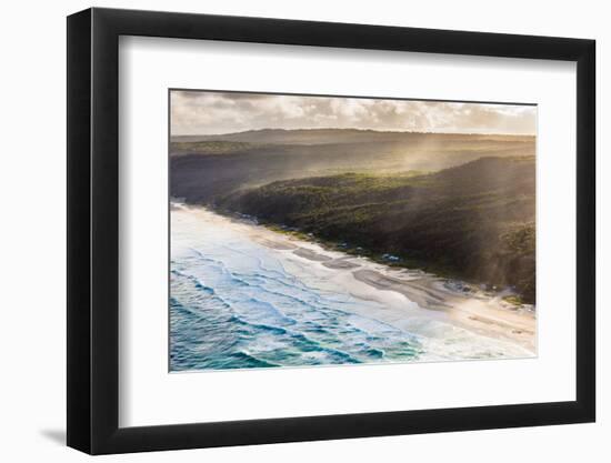 Aerial photograph of the beach & shoreline of Noosa North Shore, Great Sandy National Park-Mark A Johnson-Framed Photographic Print