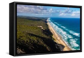 Aerial photograph of the beach & shoreline of Noosa North Shore, Great Sandy National Park-Mark A Johnson-Framed Stretched Canvas