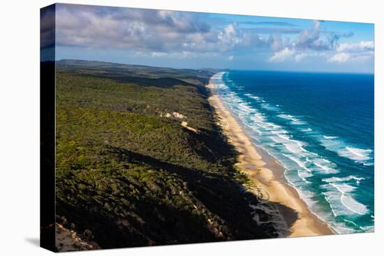 Aerial photograph of the beach & shoreline of Noosa North Shore, Great Sandy National Park-Mark A Johnson-Stretched Canvas