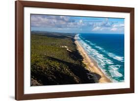 Aerial photograph of the beach & shoreline of Noosa North Shore, Great Sandy National Park-Mark A Johnson-Framed Photographic Print