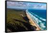 Aerial photograph of the beach & shoreline of Noosa North Shore, Great Sandy National Park-Mark A Johnson-Framed Stretched Canvas